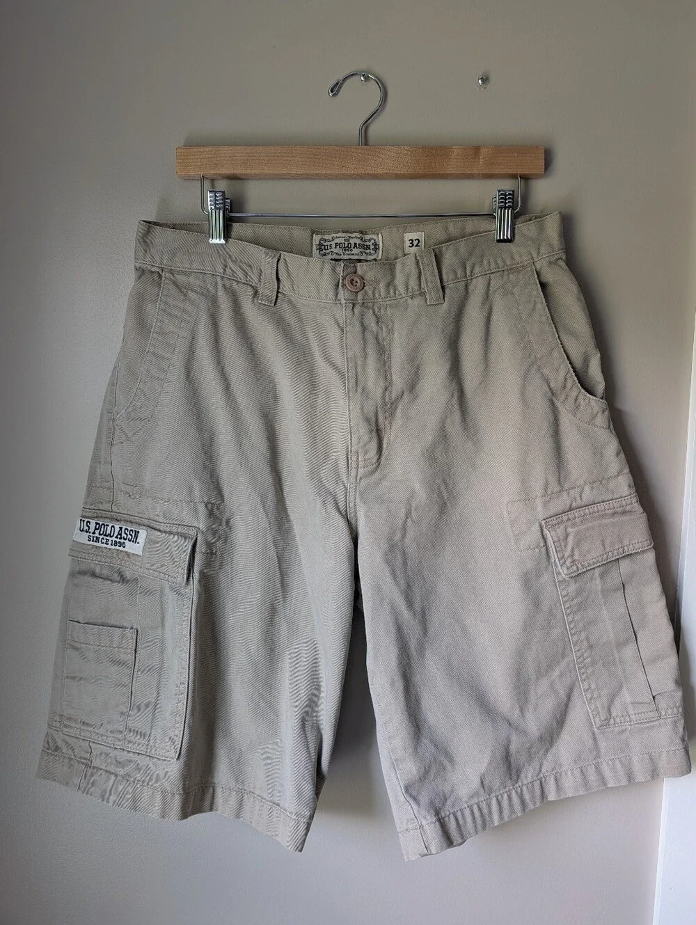 U.S. Polo Assn. Men's Vintage Tan Cargo Shorts with Patch Pocket